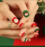 Press-On Nails Santa & Snowflake Glue-On Durable
