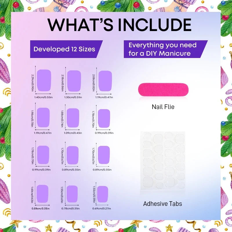 Press-On Nails Self-Adhesive Festive Snowflake Set of 24