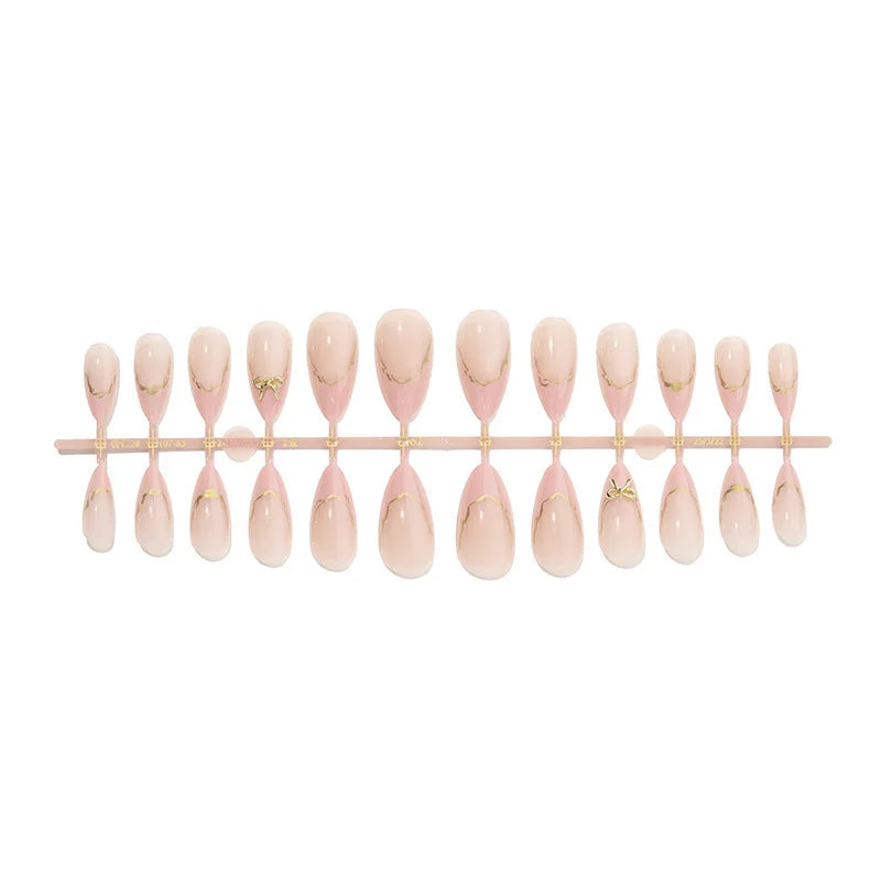 Press-On Nails Self-Adhesive Gold Accents & Bows