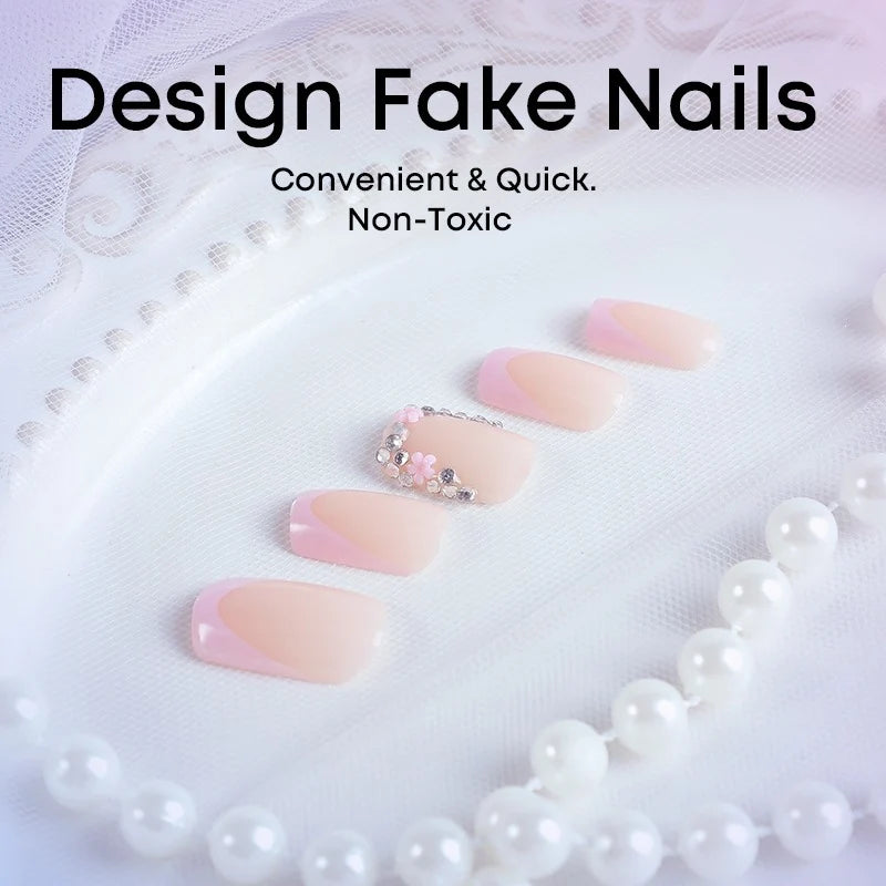Press-On Nails Self-Adhesive Pink French Tips