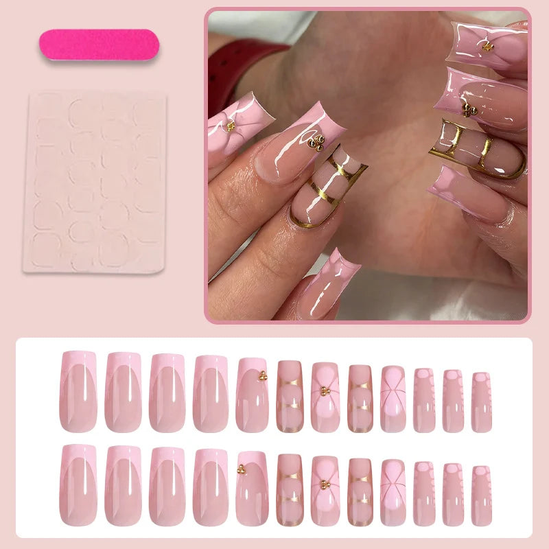 Press-On Nails Self-Adhesive Red Natural Look