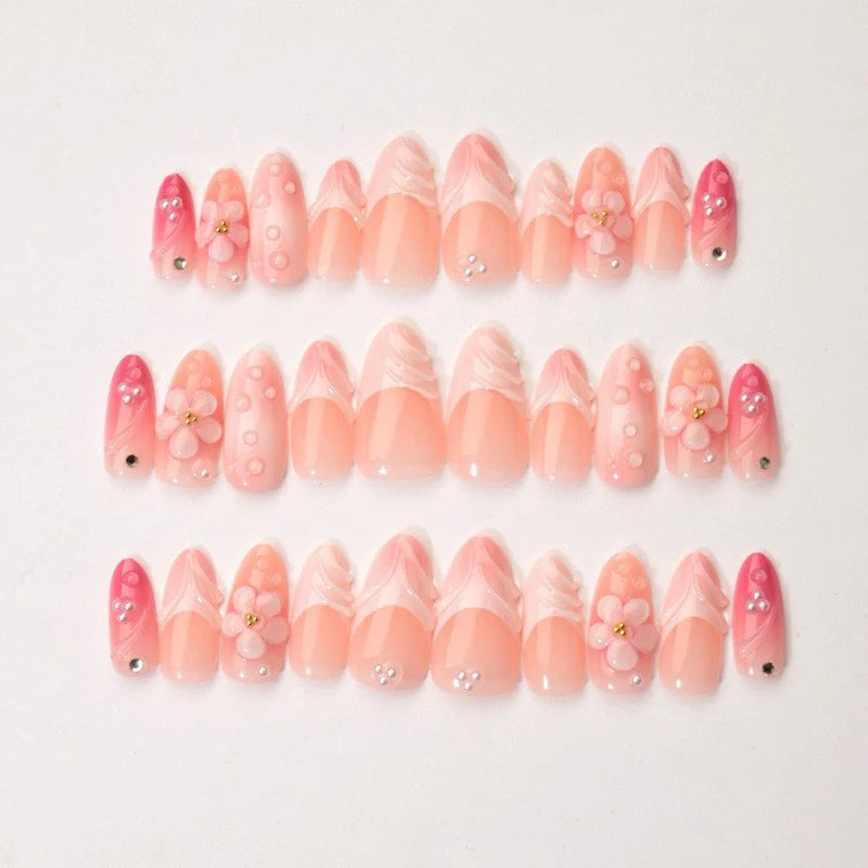 Press-On Nails Self-Adhesive Reusable Floral Design