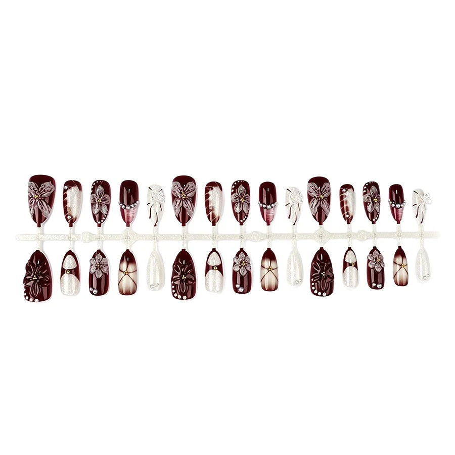 Press-On Nails Self-Adhesive & Reusable Floral Design