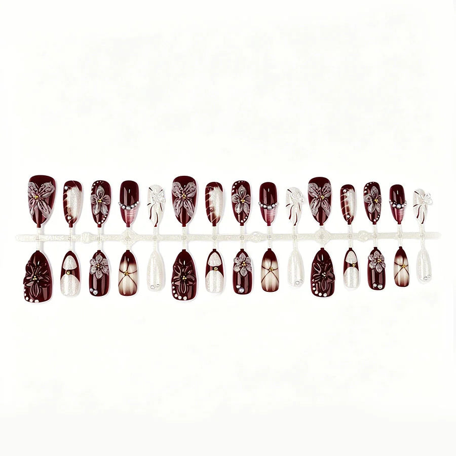 Press-On Nails Self-Adhesive & Reusable Floral Design