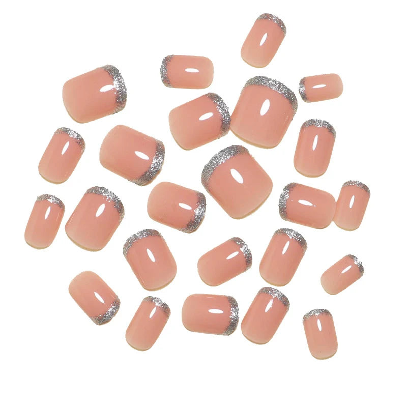 Press-On Nails Self-Adhesive Sparkling French Tip Set of 24