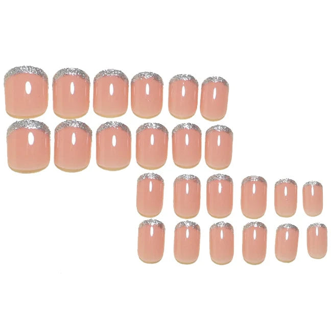 Press-On Nails Self-Adhesive Sparkling French Tip Set of 24