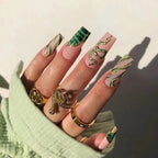 Press-On Nails Serpentine Marble Dark Blue Self-Apply