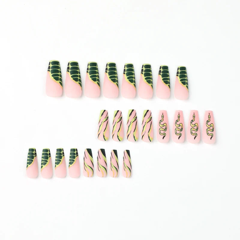 Press-On Nails Serpentine Marble Dark Blue Self-Apply