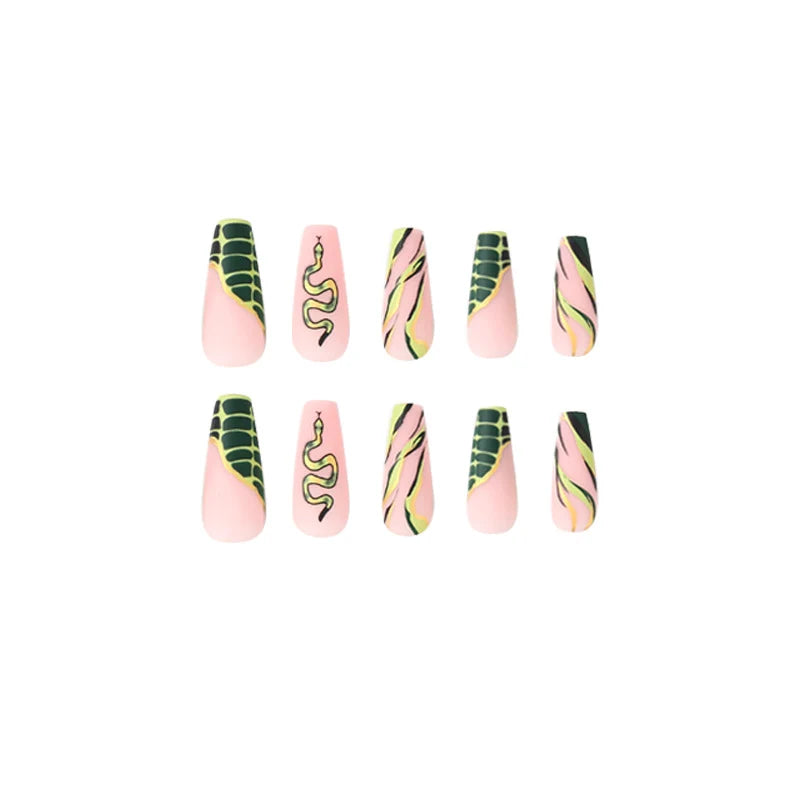 Press-On Nails Serpentine Marble Dark Blue Self-Apply