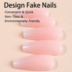 Press-On Nails Set Adhesive Included French & Glitter