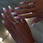 Press-On Nails Set Adhesive Included French & Glitter