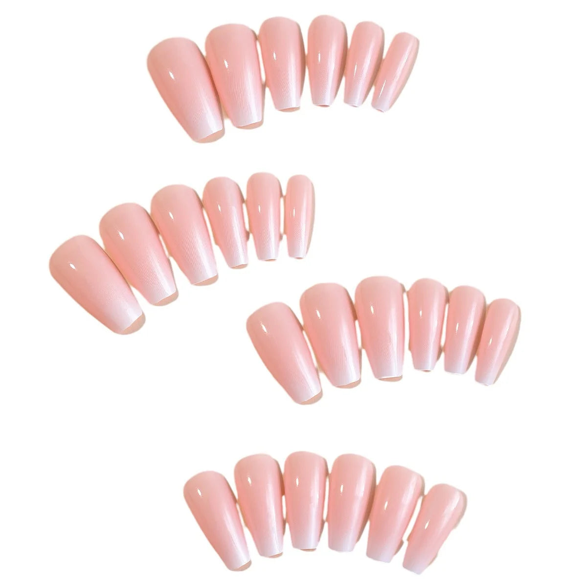Press-On Nails Set Adhesive Included French & Glitter