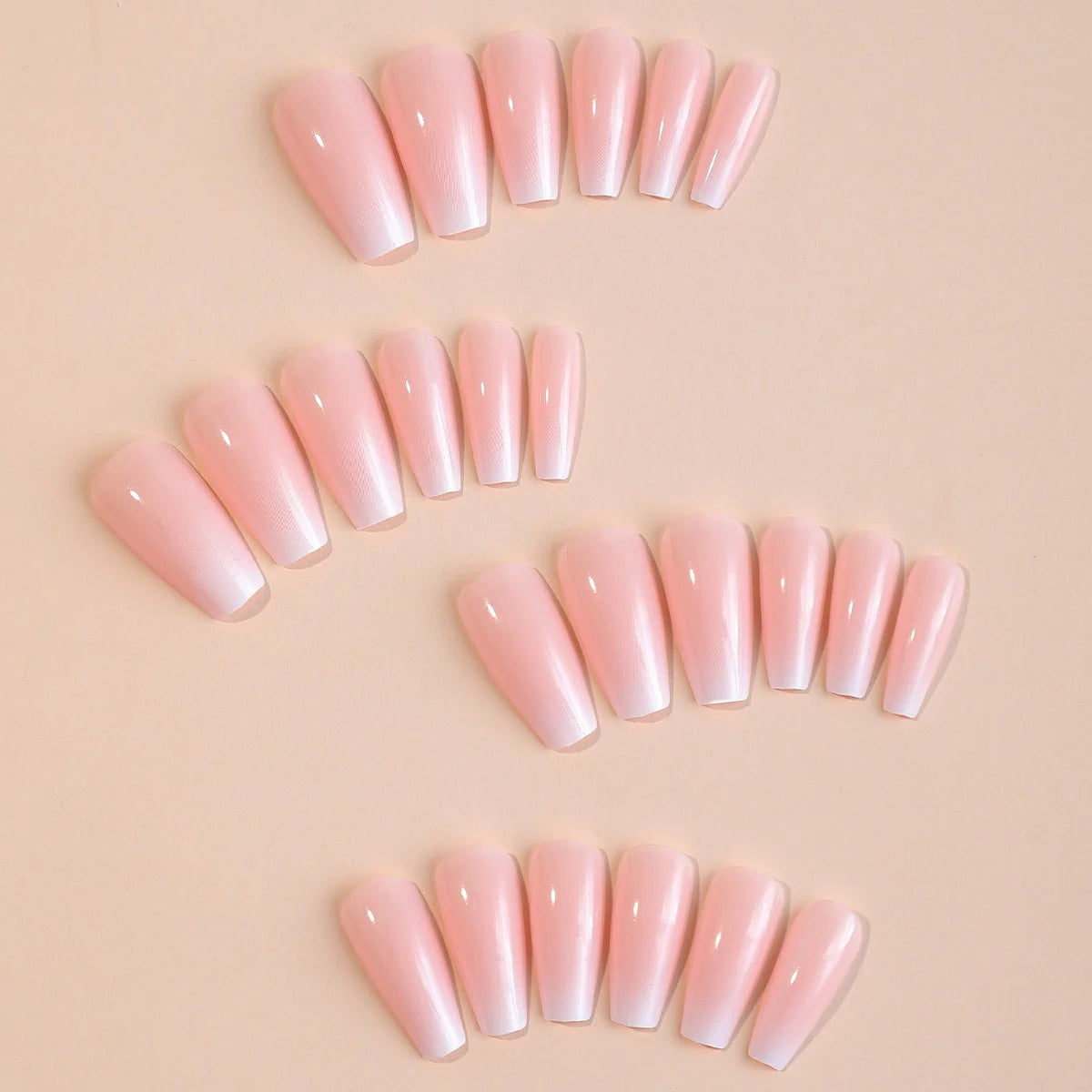 Press-On Nails Set Adhesive Included French & Glitter