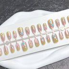 Press-On Nails Set Floral Design & Gemstone Accents