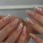 Press-On Nails Set Floral Design Reusable & Glue-Free