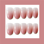 Press-On Nails Set Glossy French Tip No Glue