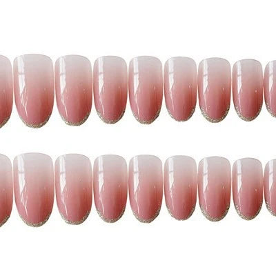 Press-On Nails Set Glossy French Tip No Glue
