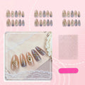 Press-On Nails Set Gold Accents Reusable & Glue-Free