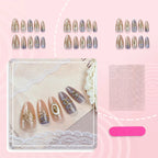 Press-On Nails Set Gold Accents Reusable & Glue-Free