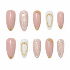 Press-On Nails Shell & Gold Accents Set of 24