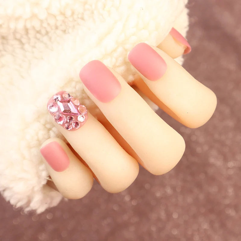 Press-On Nails Soft Matte Rhinestone Accent Reusable