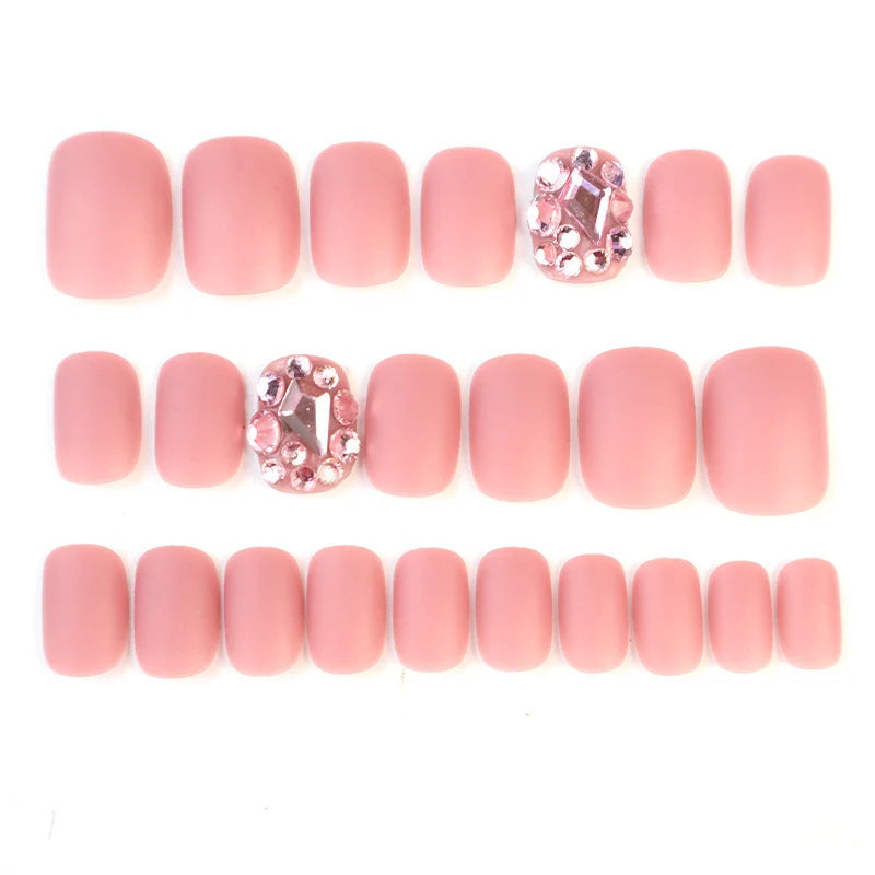 Press-On Nails Soft Matte Rhinestone Accent Reusable