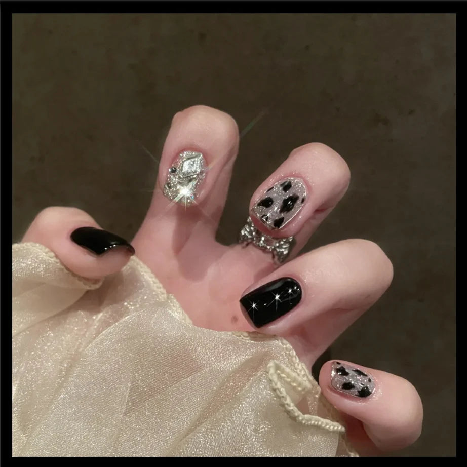 Press-On Nails Sparkling Embellished Glue-Free & Long-Lasting