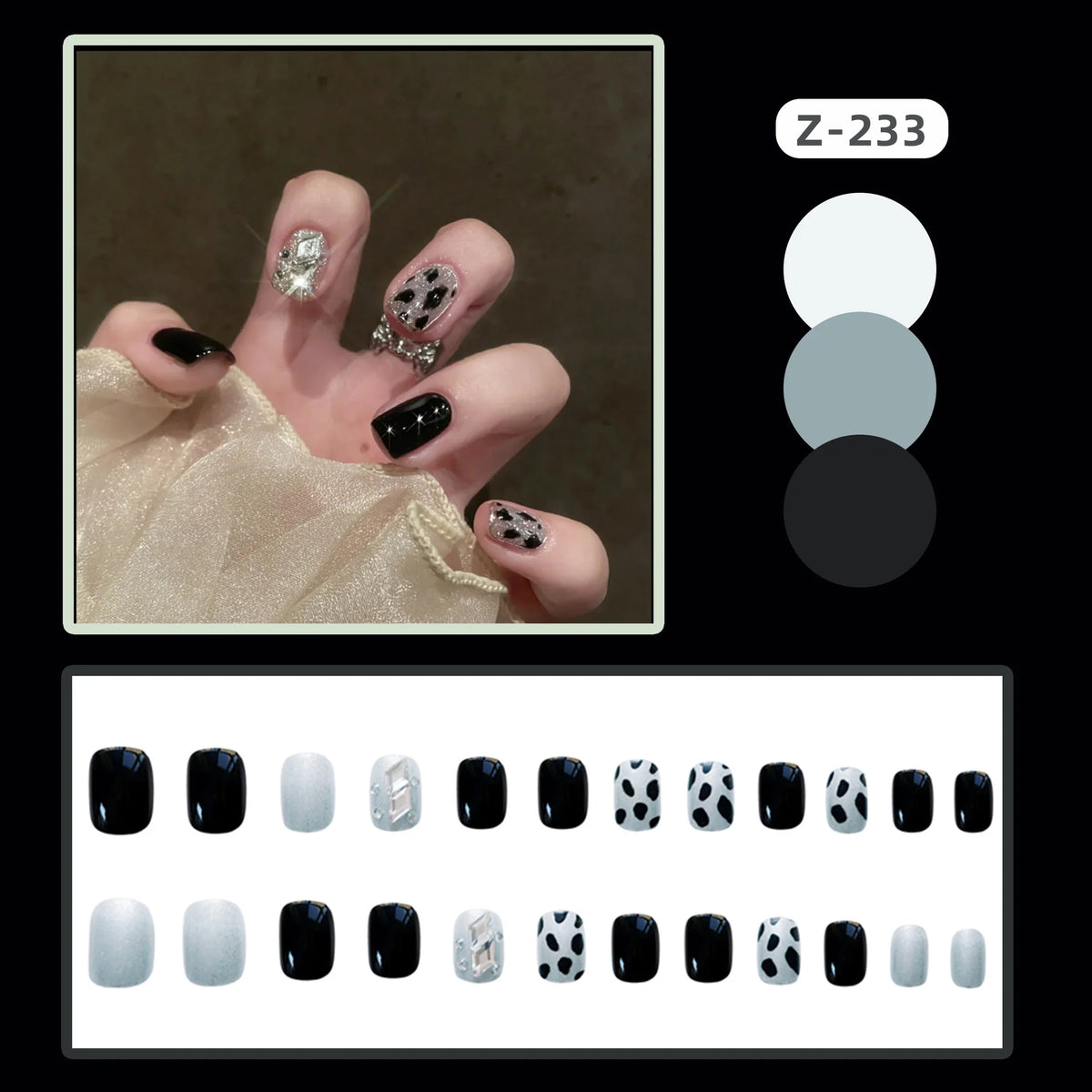 Press-On Nails Sparkling Embellished Glue-Free & Long-Lasting