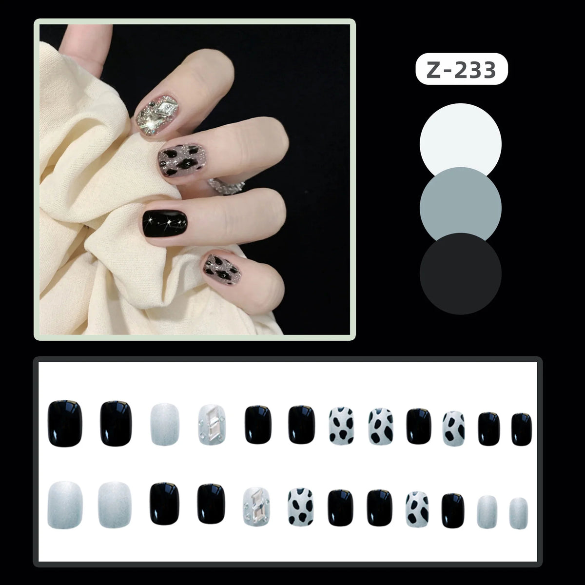 Press-On Nails Sparkling Embellished Glue-Free & Long-Lasting