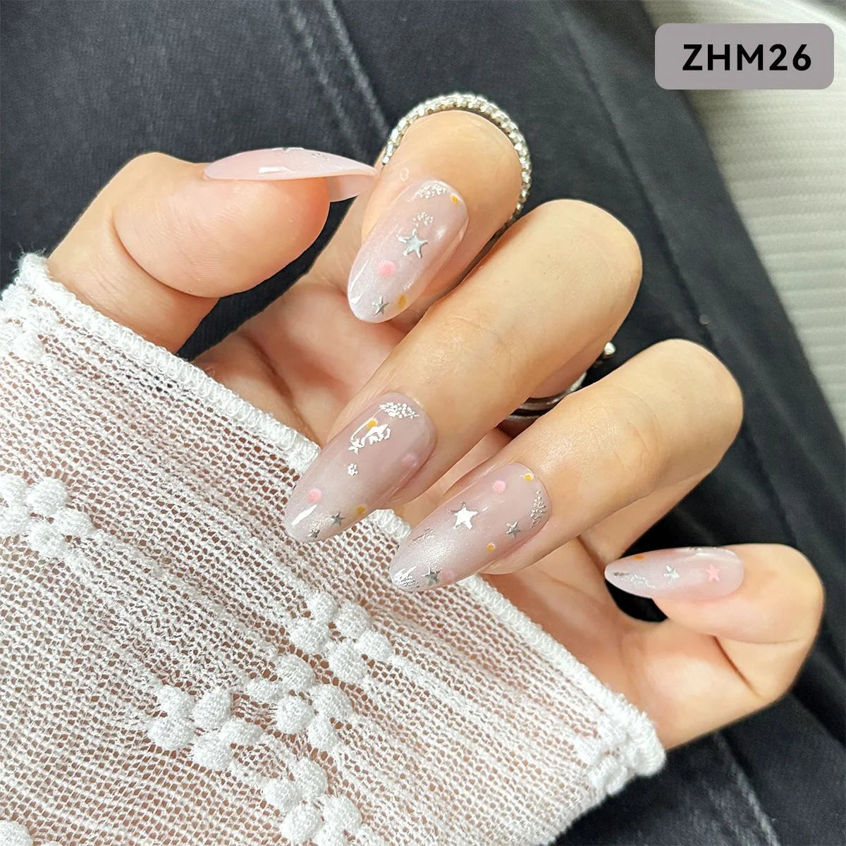 Press-On Nails Star & Floral Chip-Resistant Multiple Sizes