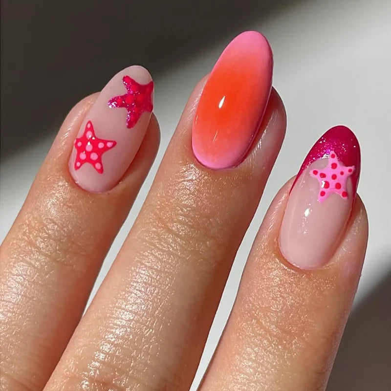 Press-On Nails Starfish Ombre Reusable & Easy Application