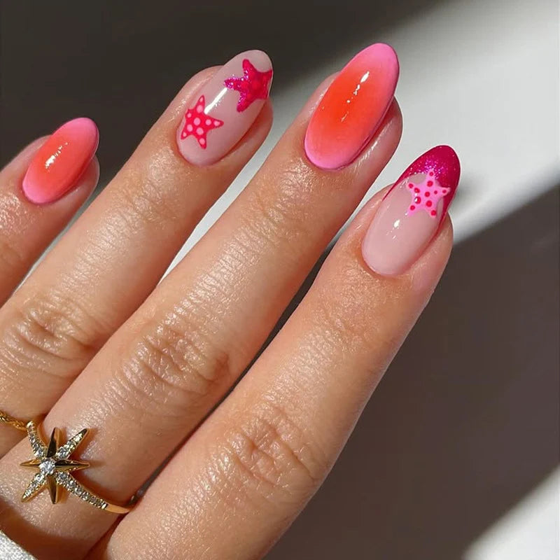 Press-On Nails Starfish Ombre Reusable & Easy Application