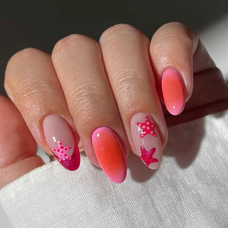 Press-On Nails Starfish Ombre Reusable & Easy Application