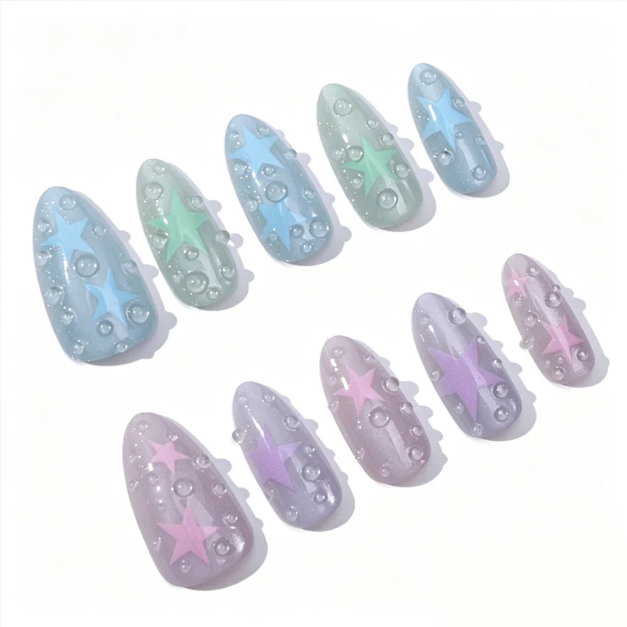 Press-On Nails Starry Design Reusable Easy Application