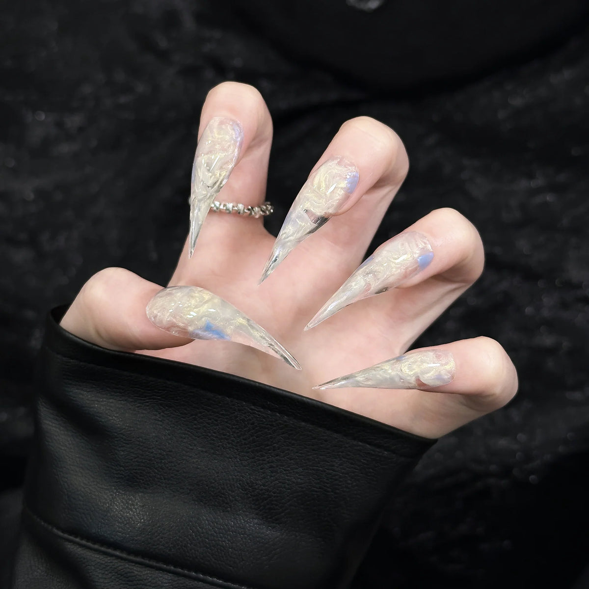 Press-On Nails Stiletto Artistic Reusable