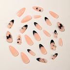 Press-On Nails Stiletto Black Rhinestone Accents
