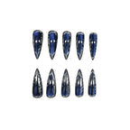 Press-On Nails Stiletto Blue Metallic 24-Piece
