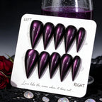 Press-On Nails Stiletto Cat-Eye Finish Pre-Applied Adhesive