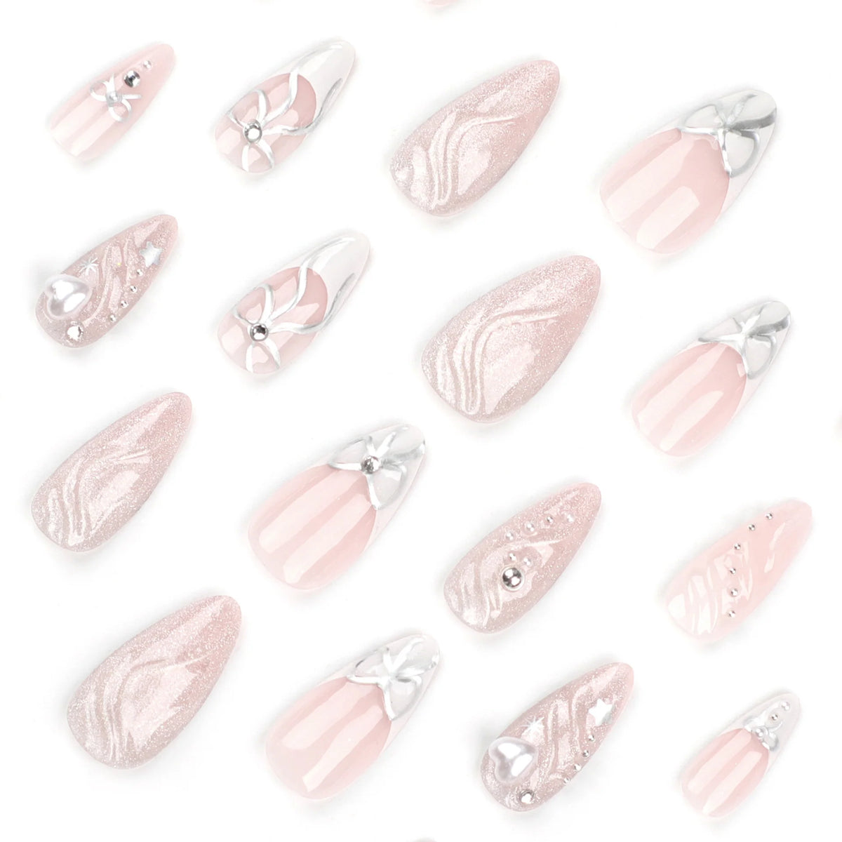 Press-On Nails Stiletto Embellished Easy Apply & Reusable