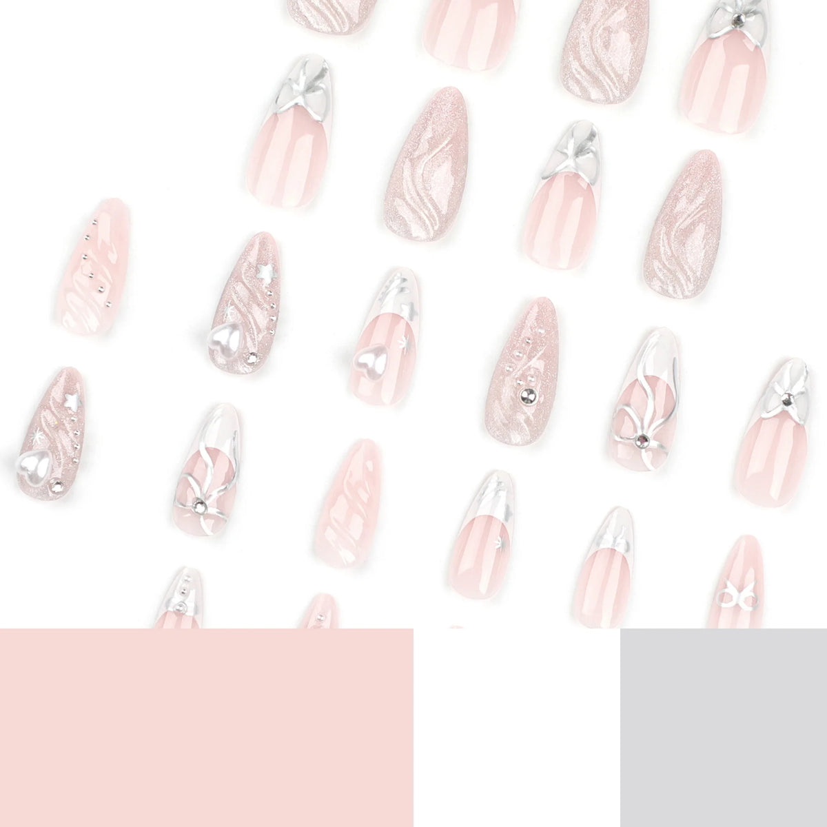 Press-On Nails Stiletto Embellished Easy Apply & Reusable