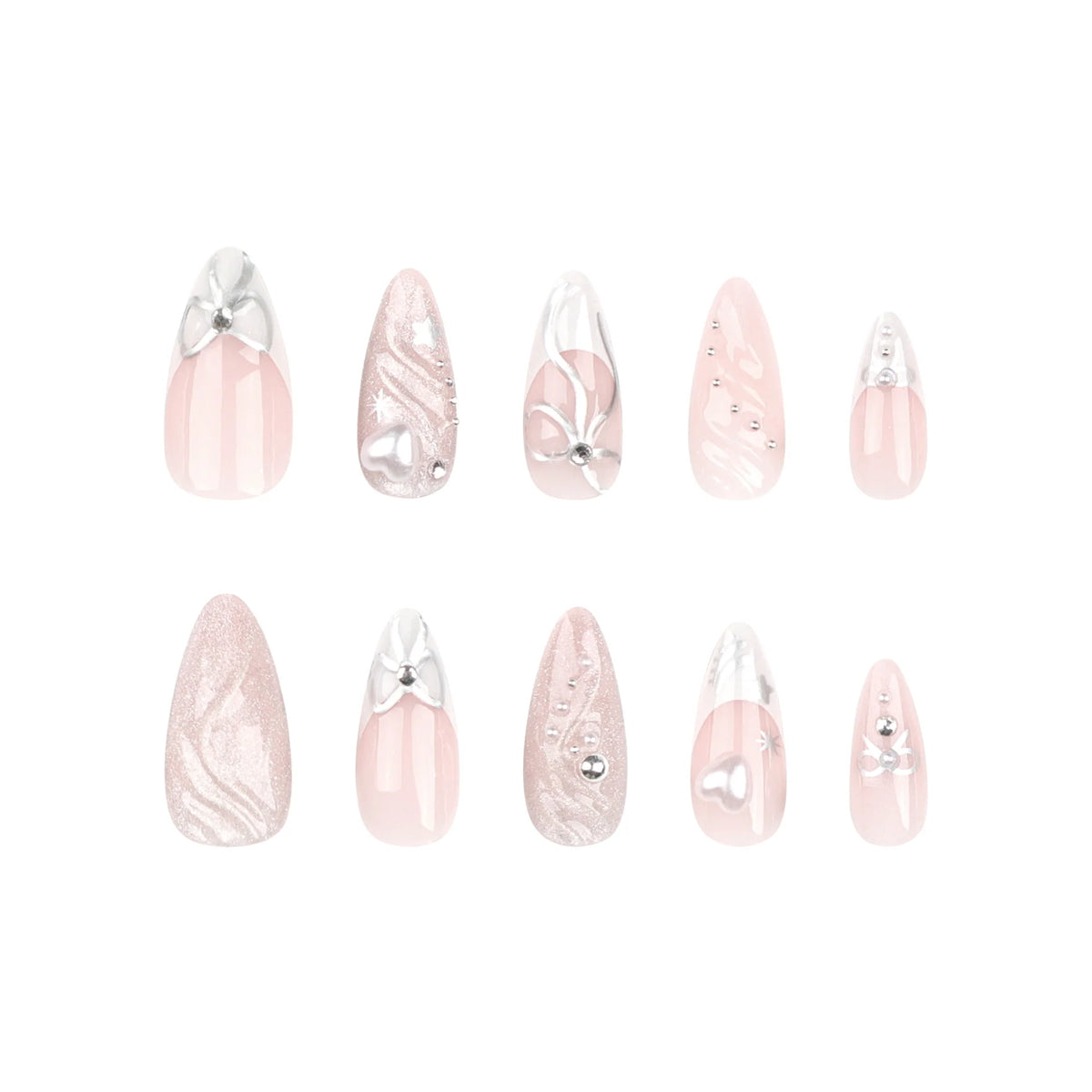 Press-On Nails Stiletto Embellished Easy Apply & Reusable