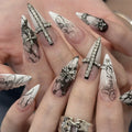 Press-On Nails Stiletto Embellished Reusable