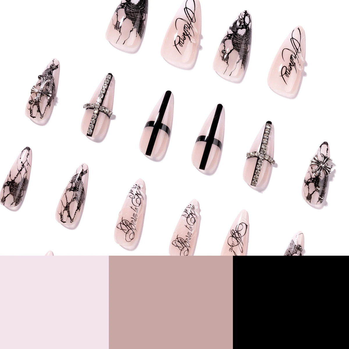 Press-On Nails Stiletto Embellished Reusable