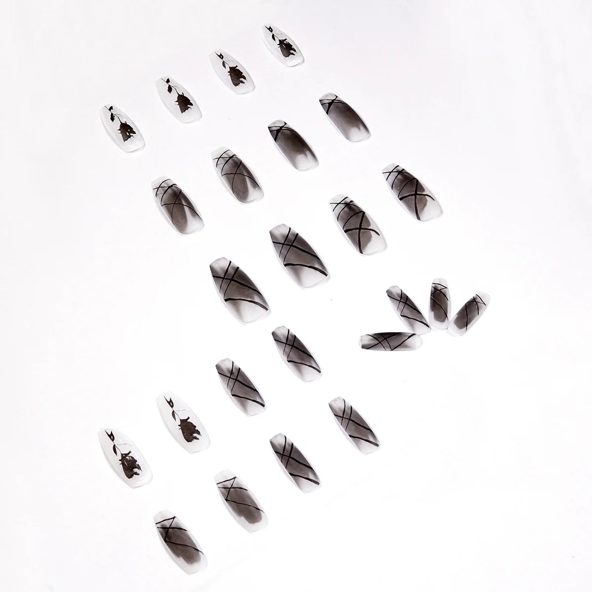 Press-On Nails Stiletto Floral Accent Easy Apply & Reusable