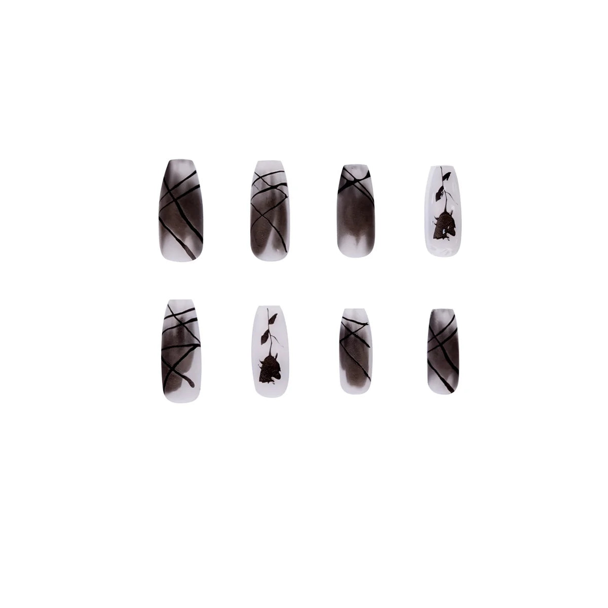 Press-On Nails Stiletto Floral Accent Easy Apply & Reusable
