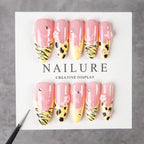 Press-On Nails Stiletto Floral & Animal Print Easy Application