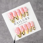 Press-On Nails Stiletto Floral & Animal Print Easy Application