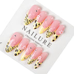 Press-On Nails Stiletto Floral & Animal Print Easy Application
