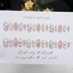 Press-On Nails Stiletto Floral Design Adhesive Backing