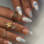 Press-On Nails Stiletto Floral Design Adhesive Backing